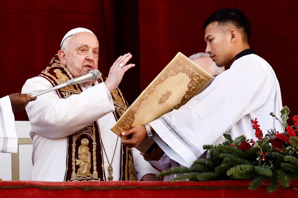 Pope Francis delivers his traditional Christmas Day Urbi et Orbi speech, at the Vatican