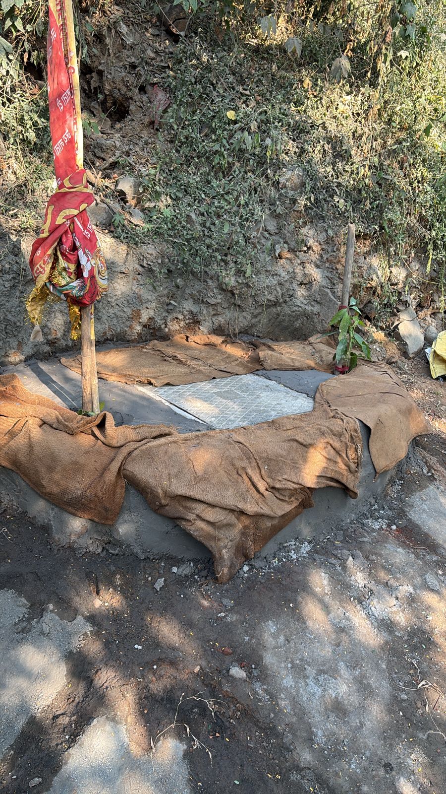 A borewell dug this week on Belapur Hill near an illegal temple