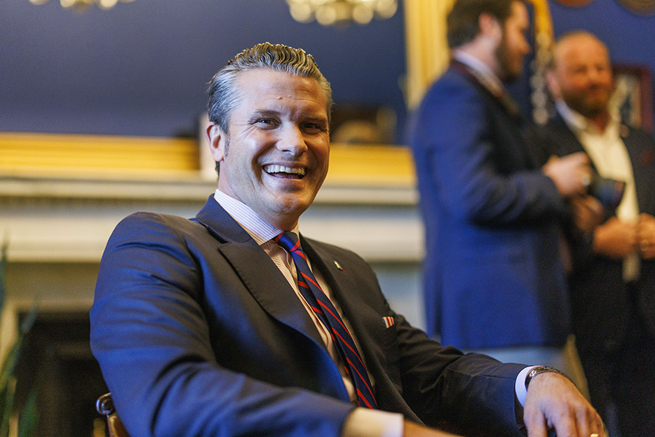 Pete Hegseth, President-Elect Trump’s nominee for Secretary of Defense, meeting with Sen. Tommy Tuberville on Monday.