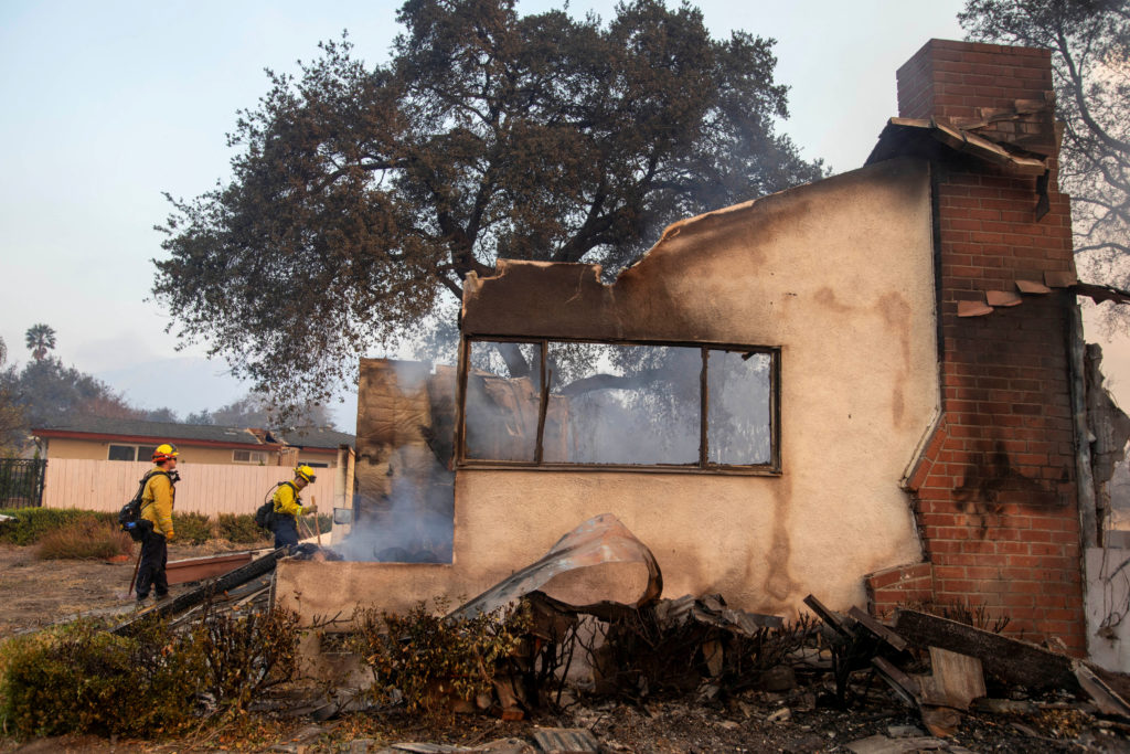 Eaton fire burns during a windstorm in Altadena, California