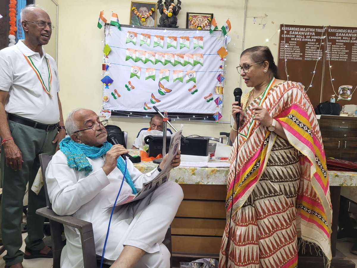 Elderly people celebrated republic day at a special event organised by Samanwaya Senior Citizen Association and Aaji Care Sevak Foundation